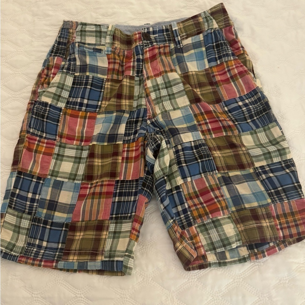 J Crew Mens Mulitcolor & Pattern Patchwork Plaid Casual Cotton Field Shorts 31
